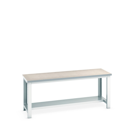 cubio framework bench (lino) with half depth shelf WxDxH: 2000x750x840mm
