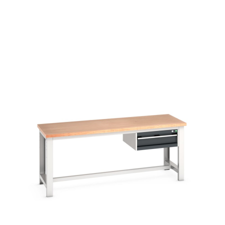cubio framework bench (multiplex) with 1 drawer cabinet WxDxH: 2000x750x840mm