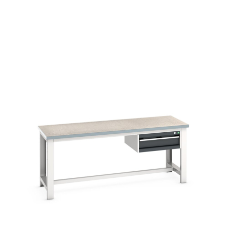 cubio framework bench (lino) with 1 drawer cabinet WxDxH: 2000x750x840mm