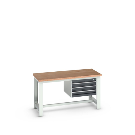 cubio framework bench (multiplex) with 3 drawer cabinet WxDxH: 1500x750x840mm