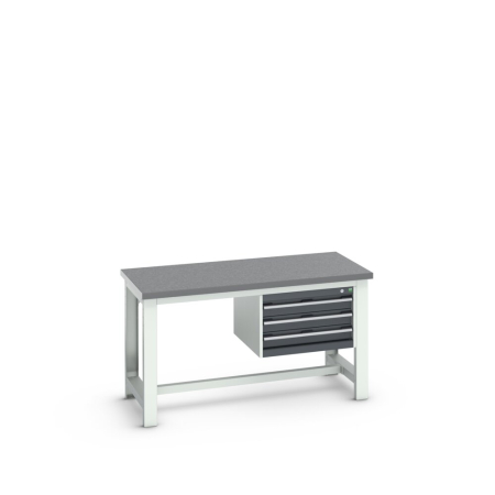 cubio framework bench (lino) with 3 drawer cabinet WxDxH: 1500x750x840mm