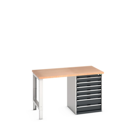 cubio pedestal bench (multiplex) with 7 drawer cabinet / endframe WxDxH: 1500x900x940mm