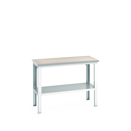 cubio framework bench (lino) with full depth shelf WxDxH: 1500x750x740-1140mm