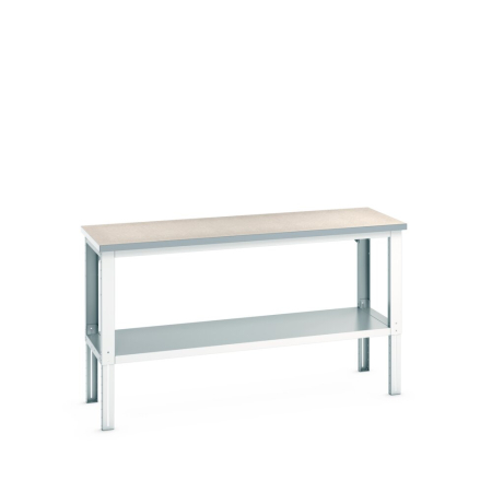 cubio framework bench (lino) with full depth shelf WxDxH: 2000x750x740-1140mm