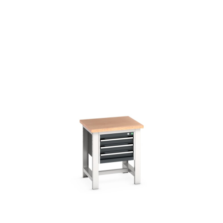 cubio framework bench (multiplex) with 3 drawer cabinet WxDxH: 750x750x840mm
