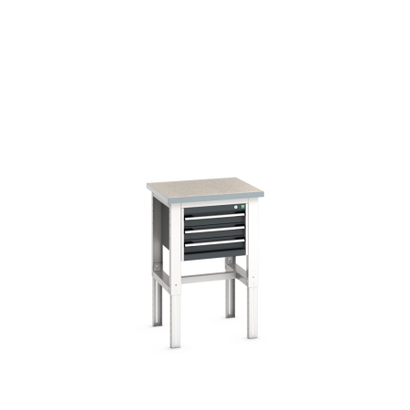 cubio framework bench (lino) with 3 drawer cabinet WxDxH: 750x750x740-1140mm