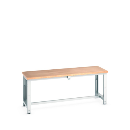 cubio stepless adjustable height bench electric, with multiplex worktop U.K. - WxDxH: 2000x750x840-1140mm - RAL 7035