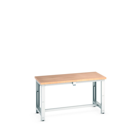 cubio stepless adjustable height bench electric, with multiplex worktop U.K. - WxDxH: 1500x750x840-1140mm - RAL 7035