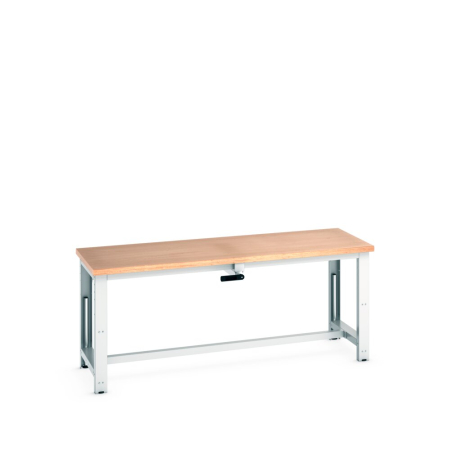 cubio stepless adjustable height bench manual, with multiplex worktop - WxDxH: 2000x750x840-1140mm - RAL 7035