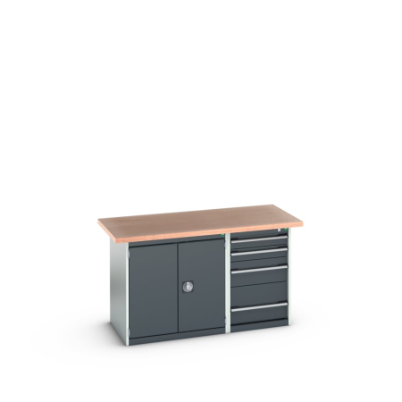 cubio pedestal island bench (multiplex) with cupboard / 4 drawer cabinet WxDxH: 1500x750x840mm