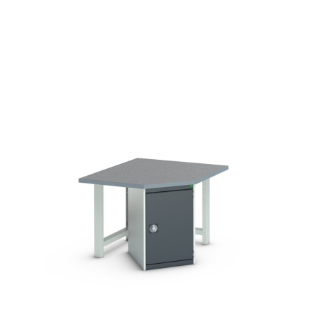 cubio pedestal corner bench (lino) with cupboard / 2x endframes WxDxH: 1125x1125x840mm