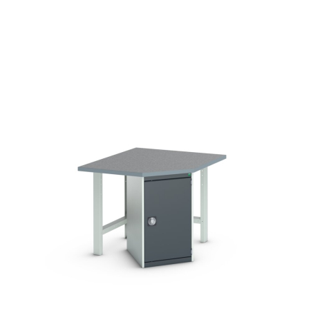 cubio pedestal corner bench (lino) with cupboard / 2x endframes WxDxH: 1125x1125x940mm