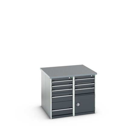 cubio pedestal island bench (lino) 5 drawer(x2)/ 3 drawer-door(x2)cabinets WxDxH: 1100x1100x940mm