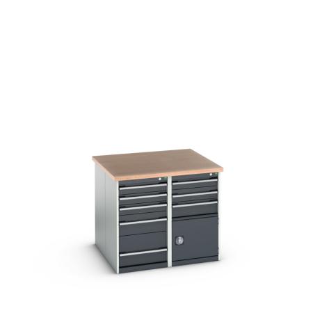 cubio pedestal island bench (multiplex) 2x 5 drawer / 2x 3 drawer-door cabinets WxDxH: 1100x1100x940mm