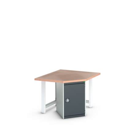 cubio pedestal corner bench (multiplex) with cupboard / 2x endframes WxDxH: 1125x1125x840mm