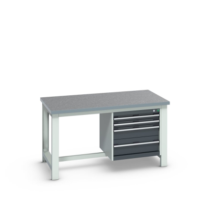 cubio framework bench (lino) with 4 drawer cabinet WxDxH: 1500x900x840mm