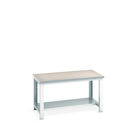 cubio framework bench (lino) with half depth shelf WxDxH: 1500x900x840mm