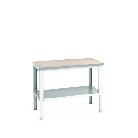 cubio framework bench (lino) with full depth shelf WxDxH: 1500x900x740-1140mm