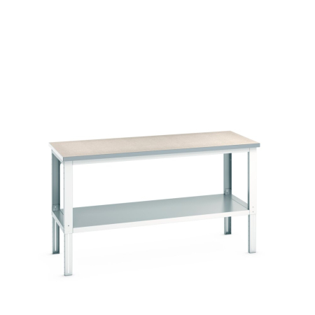 cubio framework bench (lino) with full depth shelf WxDxH: 2000x900x740-1140mm