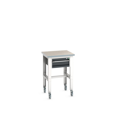 cubio mobile framework bench (lino) with 1 drawer cabinet WxDxH: 750x750x840-1140mm