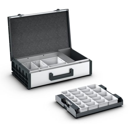 varioCase L 135 with 34 boxes and tool compartment - WxDxH: 508x337x135mm - anodised aluminium