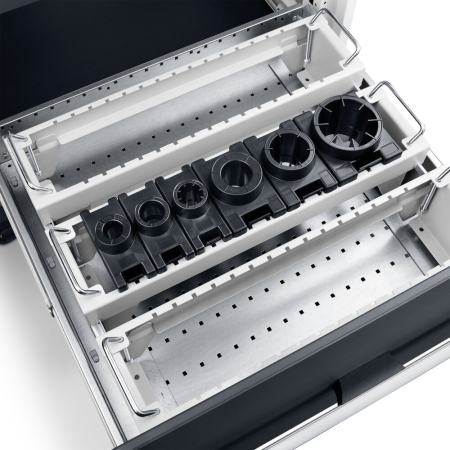 CNC tool carrier drawer bracket set for 3 carriers, 800x650 cabinet minimum - WxDxH: 50x650x95mm - galvanised steel