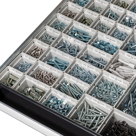 cubio plastic box divider kit 25 compartment - WxDxH: 1050x525x75mm - plastic / RAL 7035