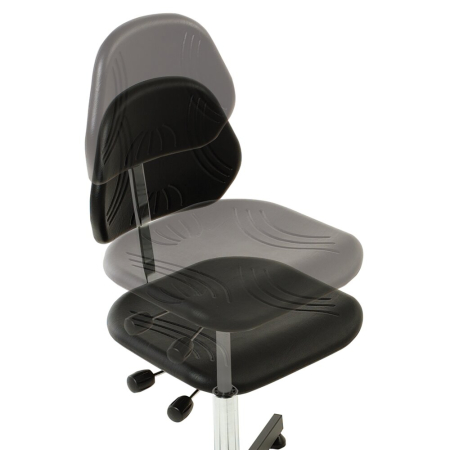 Industrial chair comfort vinyl (height 640-900) - WxDxH: 560x560x1490mm - black