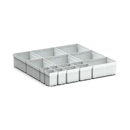 cubio plastic box divider kit 15 compartment - WxDxH: 525x525x100mm - plastic / RAL 7035