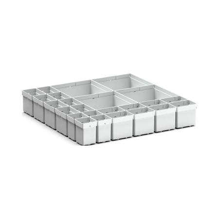cubio plastic box divider kit 24 compartment - WxDxH: 525x525x100mm - plastic / RAL 7035