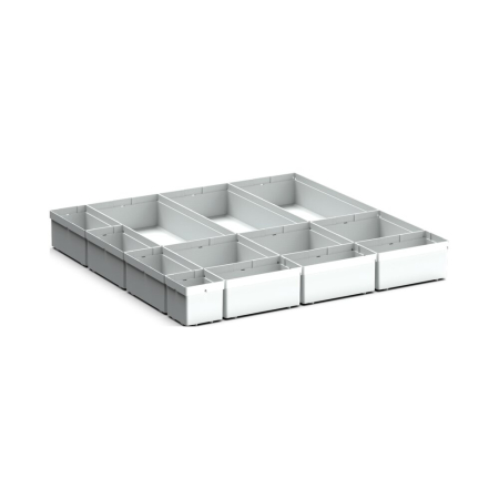cubio plastic box divider kit 13 compartment - WxDxH: 650x650x100mm - plastic / RAL 7035