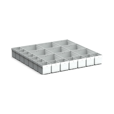 cubio plastic box divider kit 22 compartment - WxDxH: 650x650x100mm - plastic / RAL 7035
