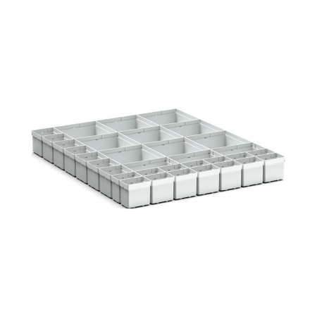 cubio plastic box divider kit 33 compartment - WxDxH: 650x750x100mm - plastic / RAL 7035