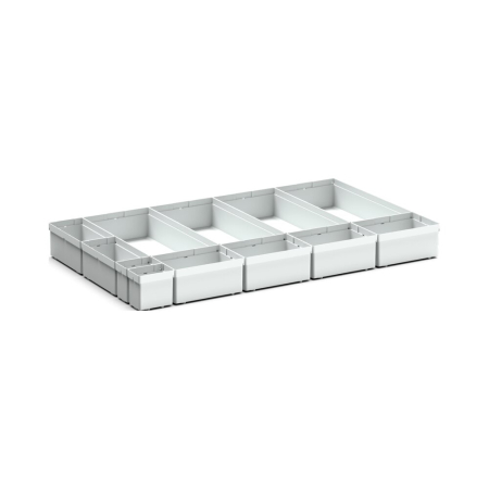cubio plastic box divider kit 12 compartment - WxDxH: 800x525x100mm - plastic / RAL 7035