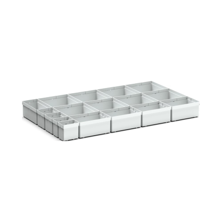 cubio plastic box divider kit 17 compartment - WxDxH: 800x525x100mm - plastic / RAL 7035
