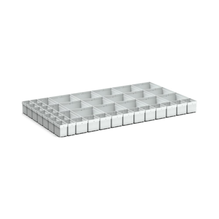 cubio plastic box divider kit 43 compartment - WxDxH: 1050x650x100mm - plastic / RAL 7035