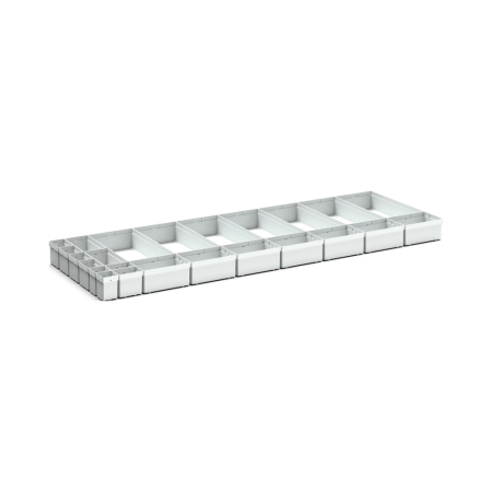 cubio plastic box divider kit 24 compartment - WxDxH: 1300x525x100mm - plastic / RAL 7035