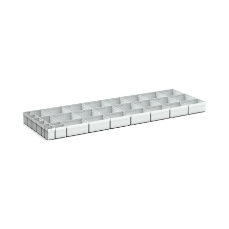 cubio plastic box divider kit 31 compartment - WxDxH: 1300x525x100mm - plastic / RAL 7035