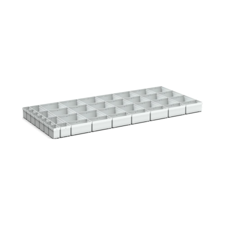 cubio plastic box divider kit 39 compartment - WxDxH: 1300x650x100mm - plastic / RAL 7035