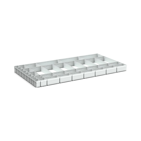 cubio plastic box divider kit 40 compartment - WxDxH: 1300x750x100mm - plastic / RAL 7035