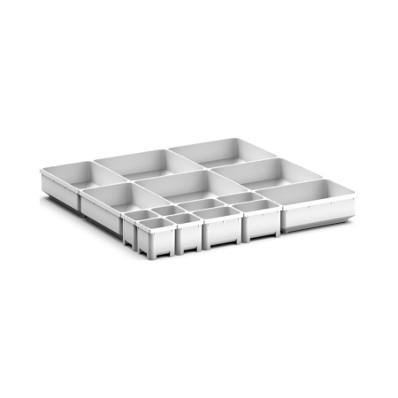 cubio plastic box divider kit 15 compartment - WxDxH: 525x525x75mm - plastic / RAL 7035