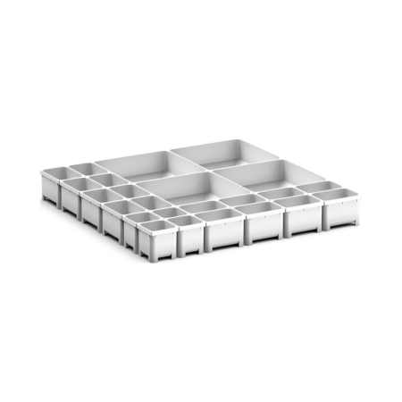cubio plastic box divider kit 24 compartment - WxDxH: 525x525x75mm - plastic / RAL 7035