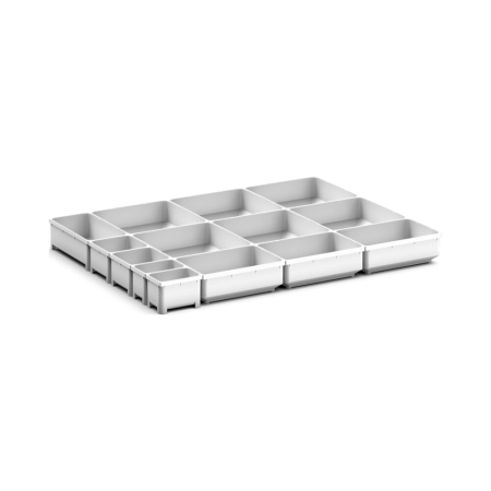 cubio plastic box divider kit 14 compartment - WxDxH: 650x525x75mm - plastic / RAL 7035
