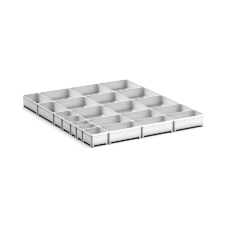 cubio plastic box divider kit 22 compartment - WxDxH: 650x750x75mm - plastic / RAL 7035