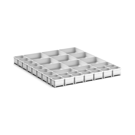 cubio plastic box divider kit 33 compartment - WxDxH: 650x750x75mm - plastic / RAL 7035