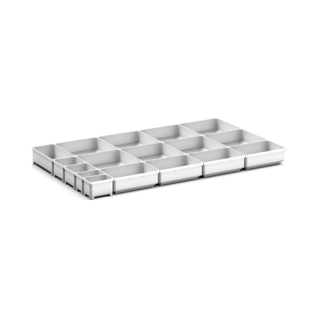cubio plastic box divider kit 17 compartment - WxDxH: 800x525x75mm - plastic / RAL 7035
