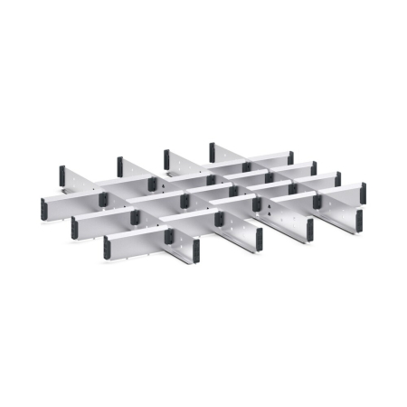 cubio adjustable metal divider kit 22 compartment - WxDxH: 800x750x75mm - galvanised steel