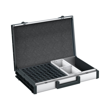 varioCase L 84 with nozzle insert for 80 jets, 2 boxes and tool compartm. - WxDxH: 508x337x84mm - anodised aluminium