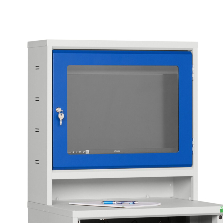 verso computer &amp; screen cupboard with 1x shelf, 1x sliding tray WxDxH: 650x550x1650mm