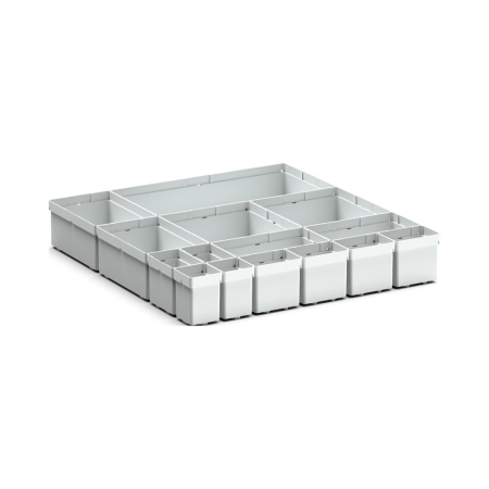 verso plastic box divider kit 15 compartment - WxDxH: 525x550x100+ mm - plastic / RAL 7035